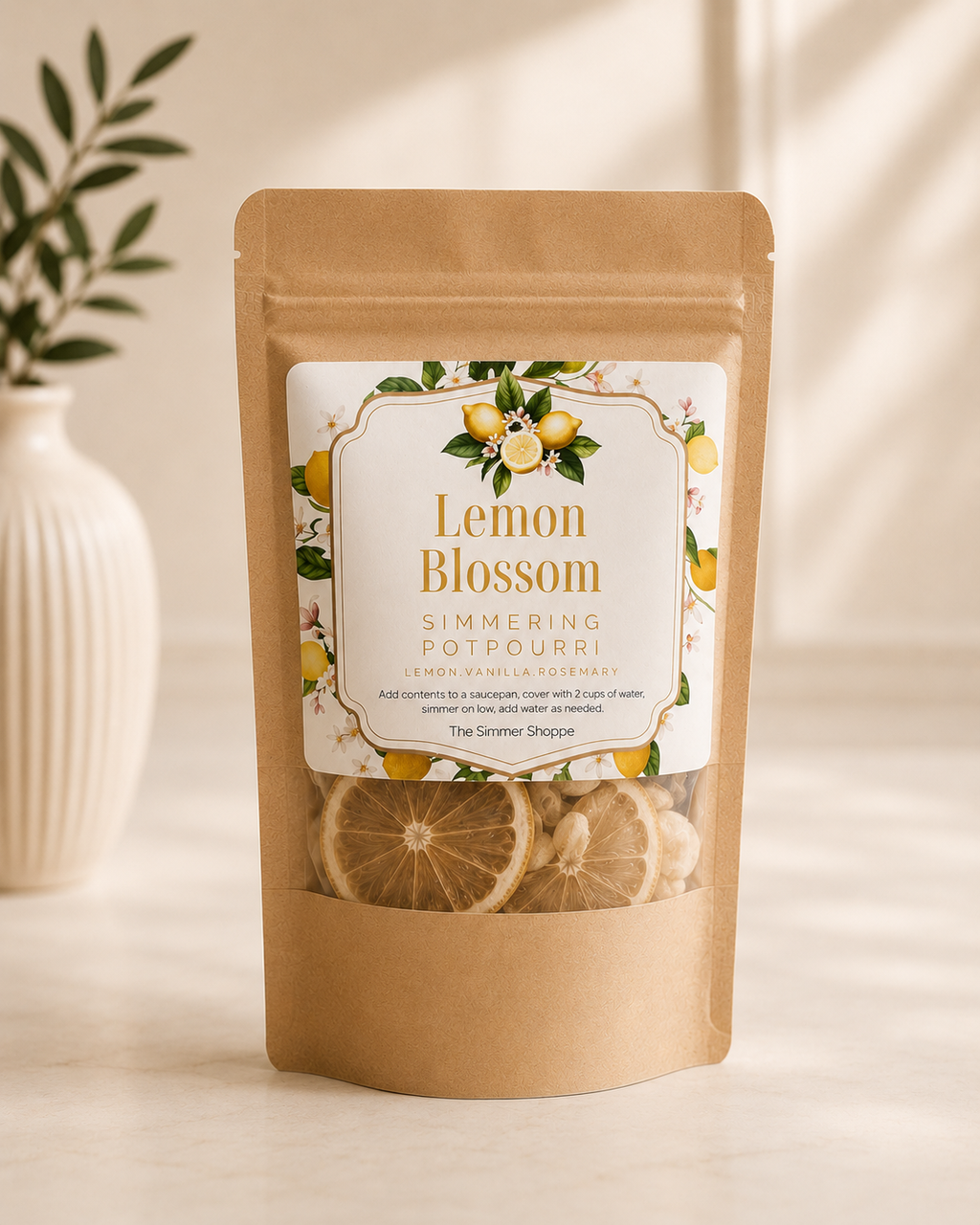 Lemon Blossom Simmer Potpourri Kit | Natural Lemon Vanilla Rosemary Fragrance